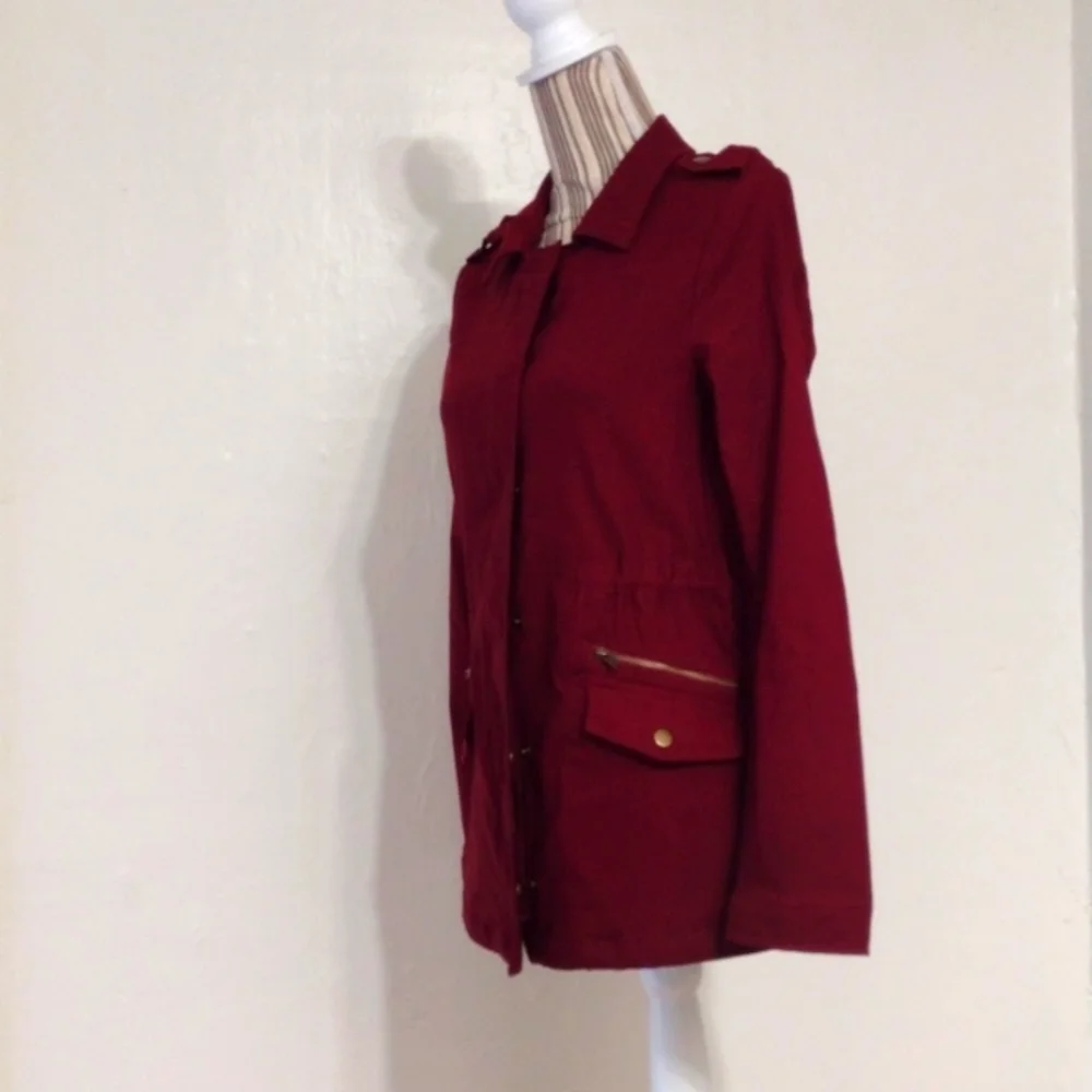 Eden Society Burgundy Full Front Zip Utility Jacket Size S - Picture 2 of 12